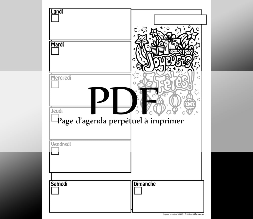 Page #0326 Agenda perpétuel - Téléchargement instantané - PDF à imprimer, JOYEUSES FÊTES