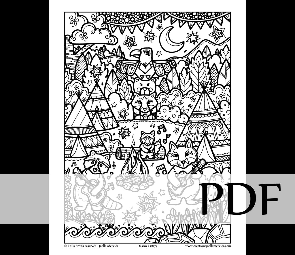 Téléchargement instantané - PDF à imprimer et colorier - CAMP DU RENARD #8877