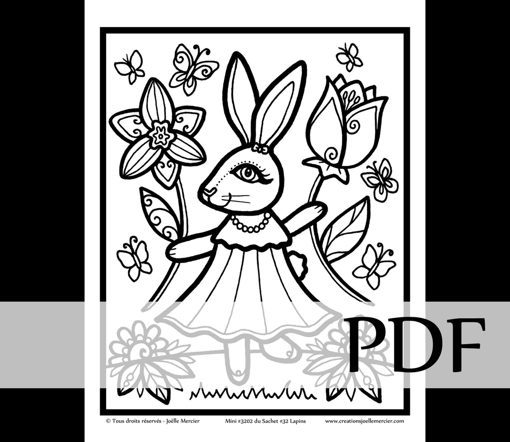 Téléchargement instantané - PDF à imprimer et colorier - Mini #3202 LAPINE, Pâques