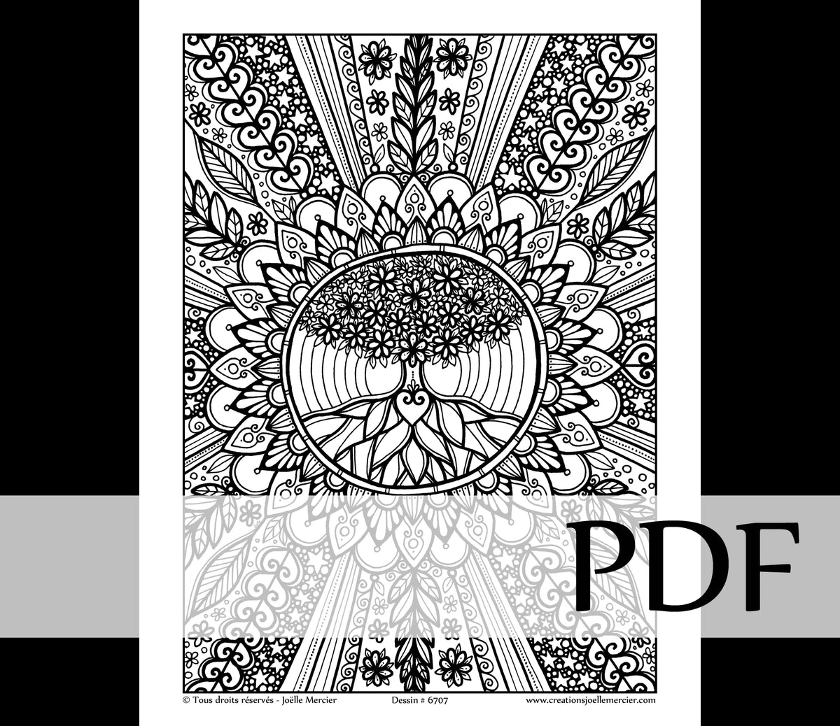 Gratuit Fleur De Vie à Imprimer A4 Téléchargement instantané - PDF à imprimer et colorier - ARBRE DE VIE – Créations Joëlle Mercier