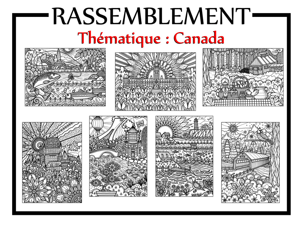 RASSEMBLEMENT thématique CANADA, 7 dessins inclus #7685 #1520 #6712 #7820 #7630 #9835 #3301