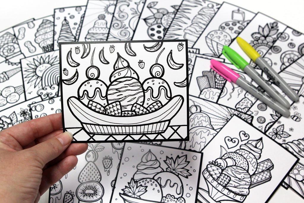 Coffret #18, Ma pause Mandala, CRÈME GLACÉE, inclus 30 dessins de petit format à colorier au quotidien