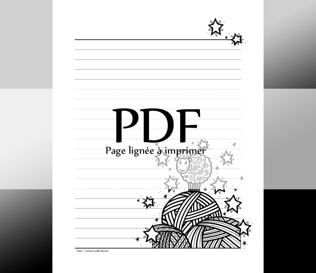 Page lignée #0037 - Téléchargement instantané - PDF à imprimer, MOUTON DE LAINE, tricot