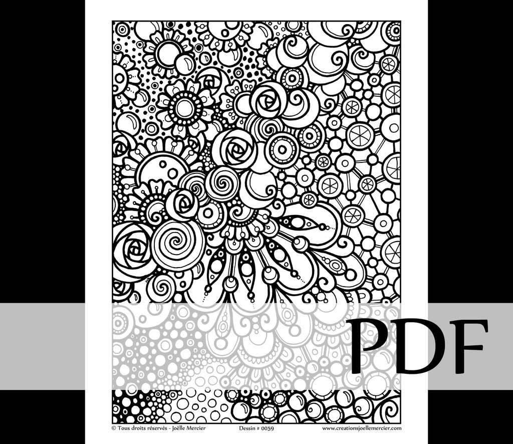Téléchargement instantané - PDF à imprimer et colorier - ABSTRAIT, bulles, cercles #0059