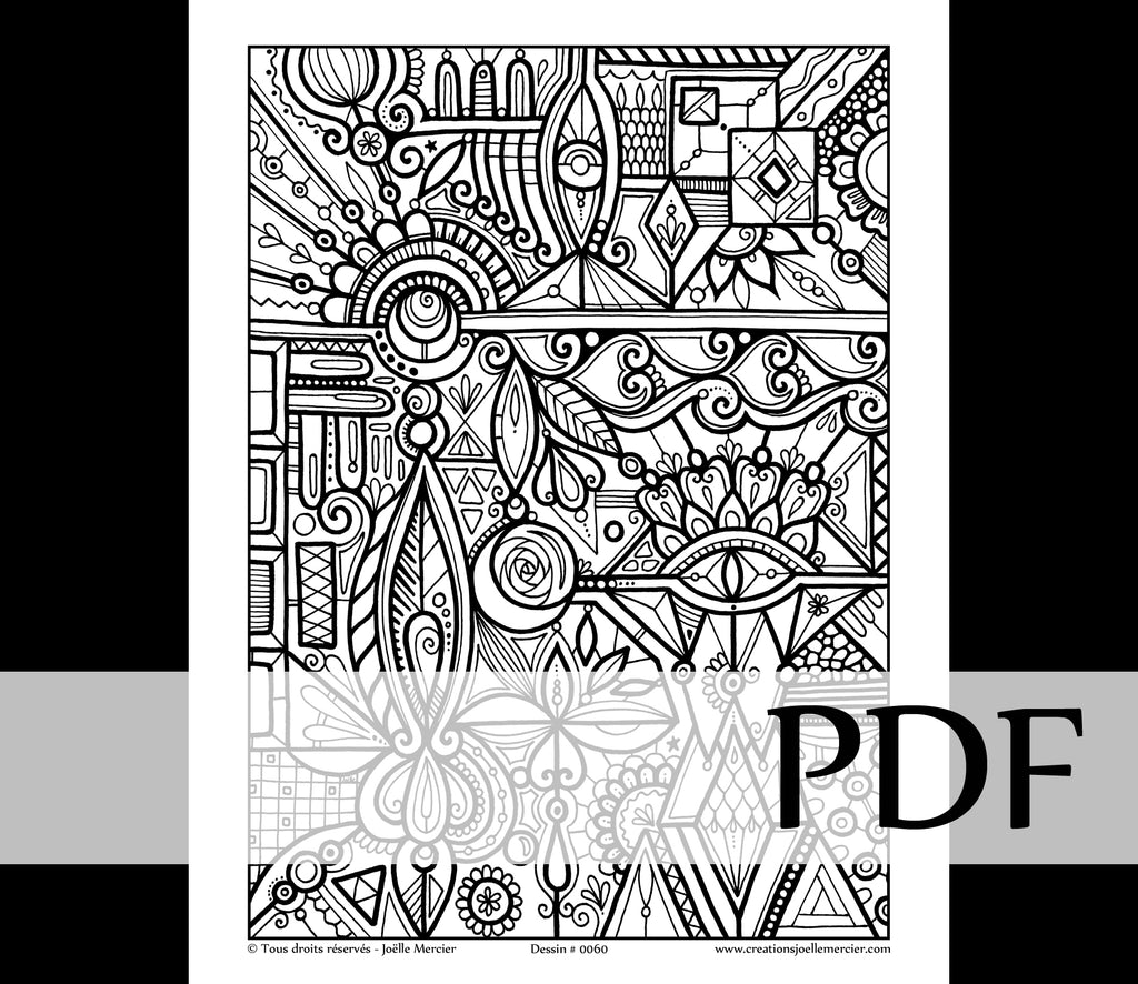 Téléchargement instantané - PDF à imprimer et colorier - REGARD ABSTRAIT #0060