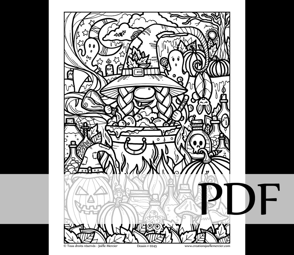 Téléchargement instantané - PDF à imprimer et colorier - GNOME SORCIÈRE #0245, Halloween