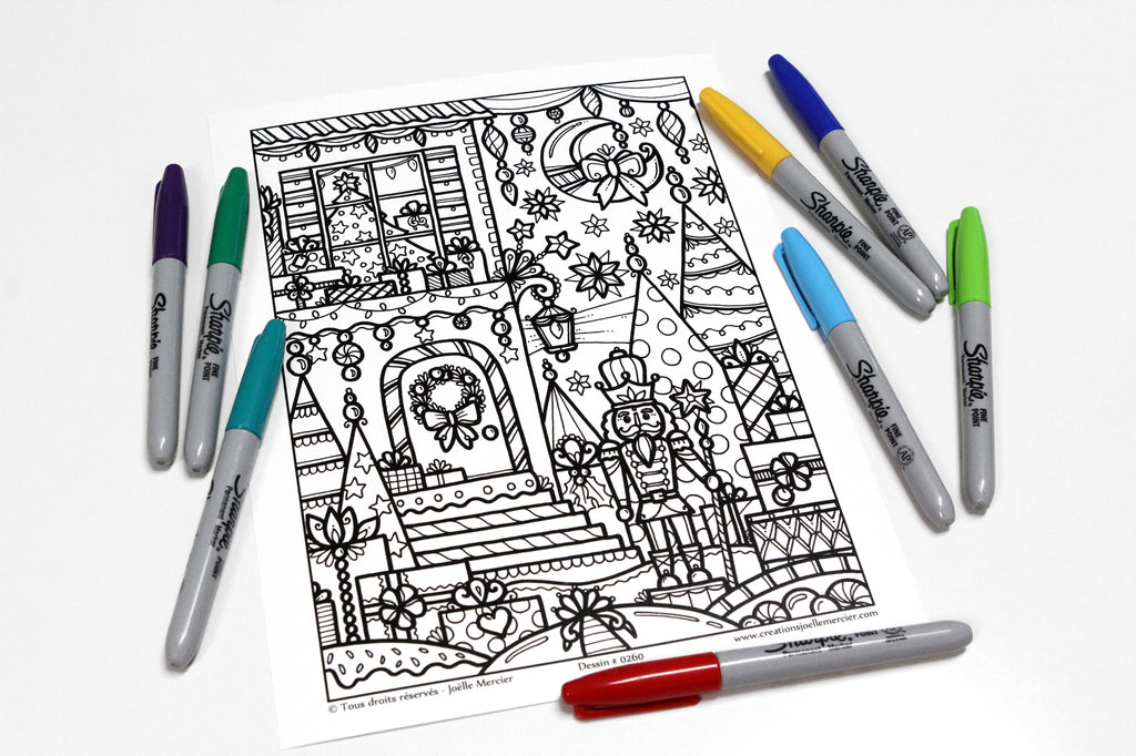 Dessin #0260 - Mandala à colorier imprimé sur carton - LA MAISON DU CASSE-NOISETTE, Noël