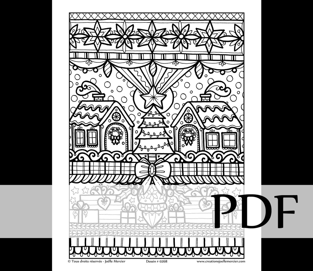 Téléchargement instantané - PDF à imprimer et colorier - SYMÉTRIE DE NOËL #0268