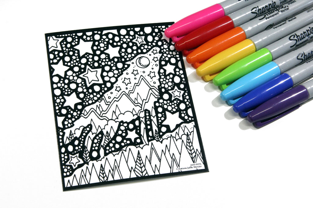 Défi-Mini #0275, LE LOUP DANS LA NUIT, imprimé sur carton, format 4x5 pouces