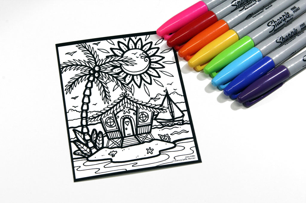 Défi-Mini #0280, SEUL SUR UNE ÎLE, imprimé sur carton, format 4x5 pouces