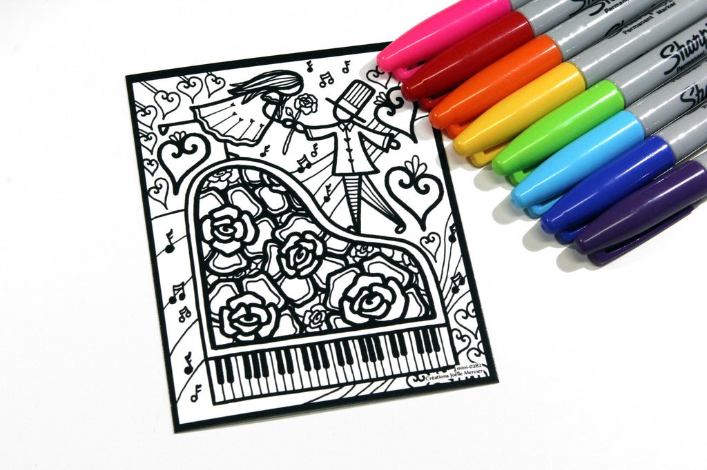 Défi-Mini #0282, PIANO ROMANTIQUE, imprimé sur carton, format 4x5 pouces