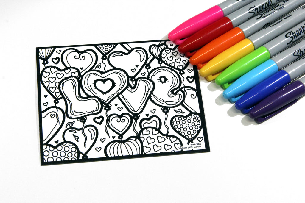 Défi-Mini #0283, BALLONS LOVE, imprimé sur carton, format 4x5 pouces