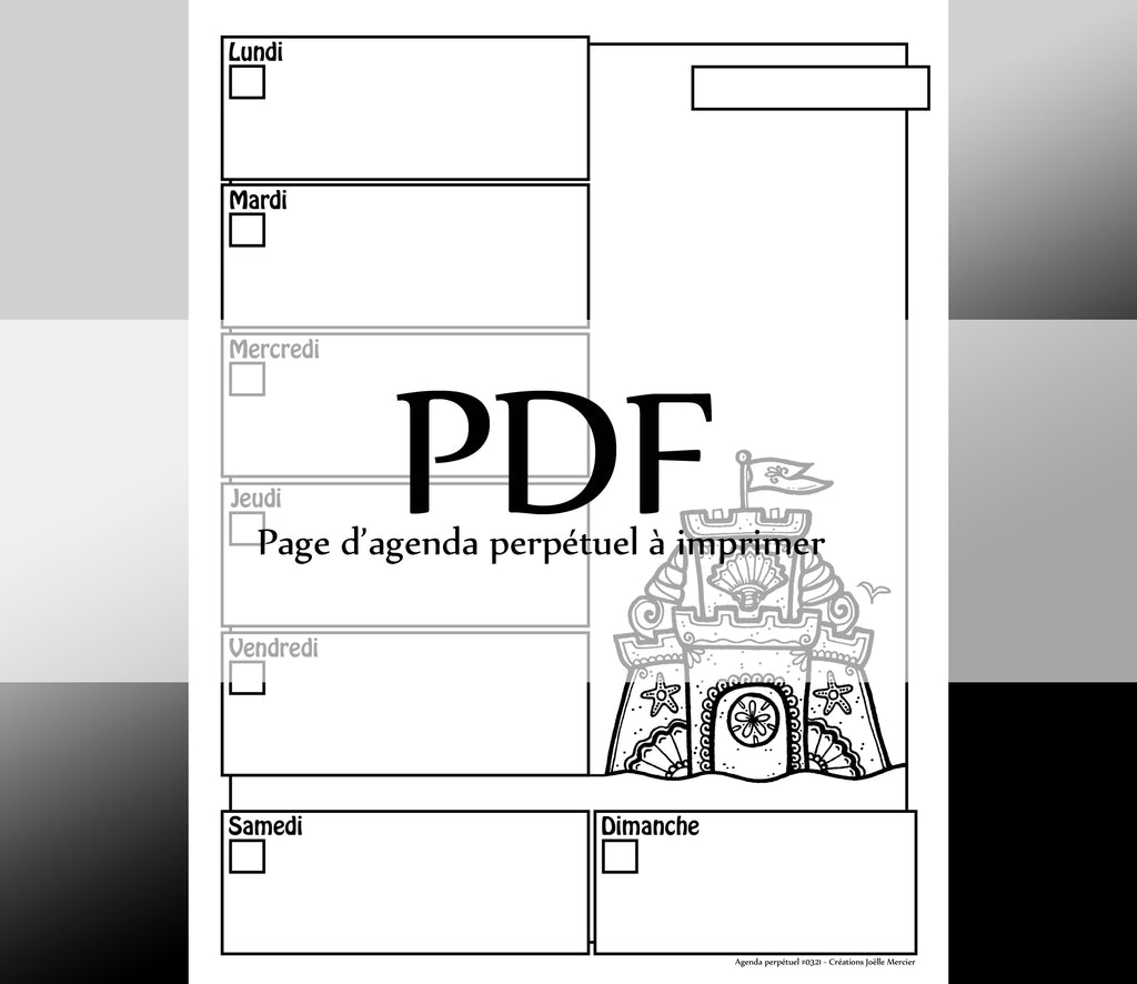 Page #0321 Agenda perpétuel - Téléchargement instantané - PDF à imprimer, CHÂTEAU DE SABLE