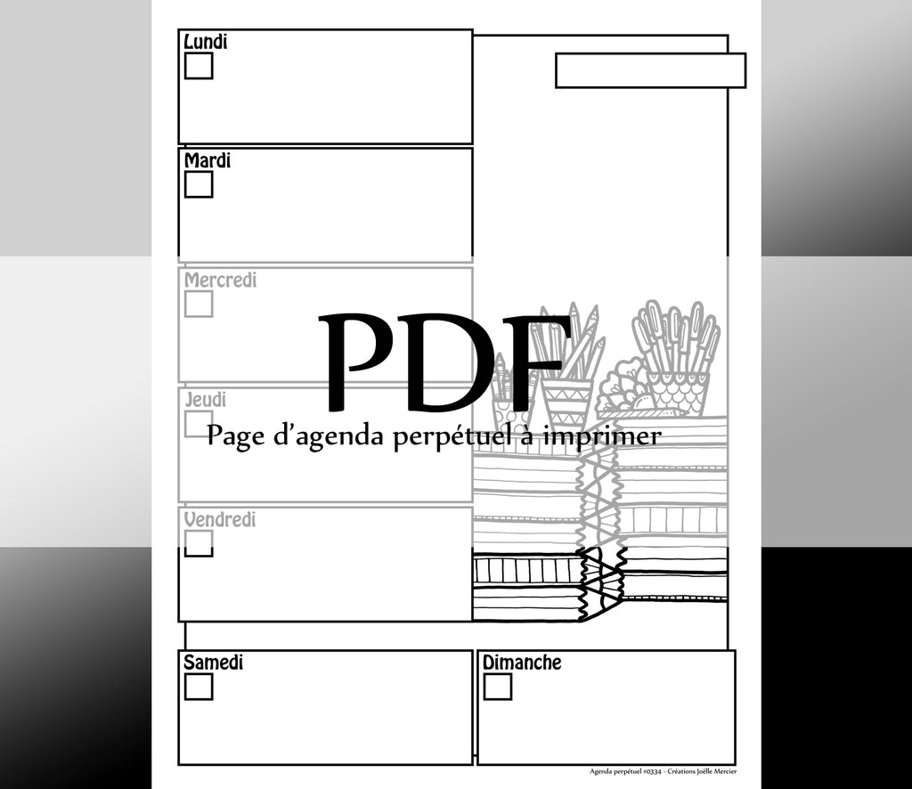 Page #0334 Agenda perpétuel - Téléchargement instantané - PDF à imprimer, CRAYONS, dessin, coloriage