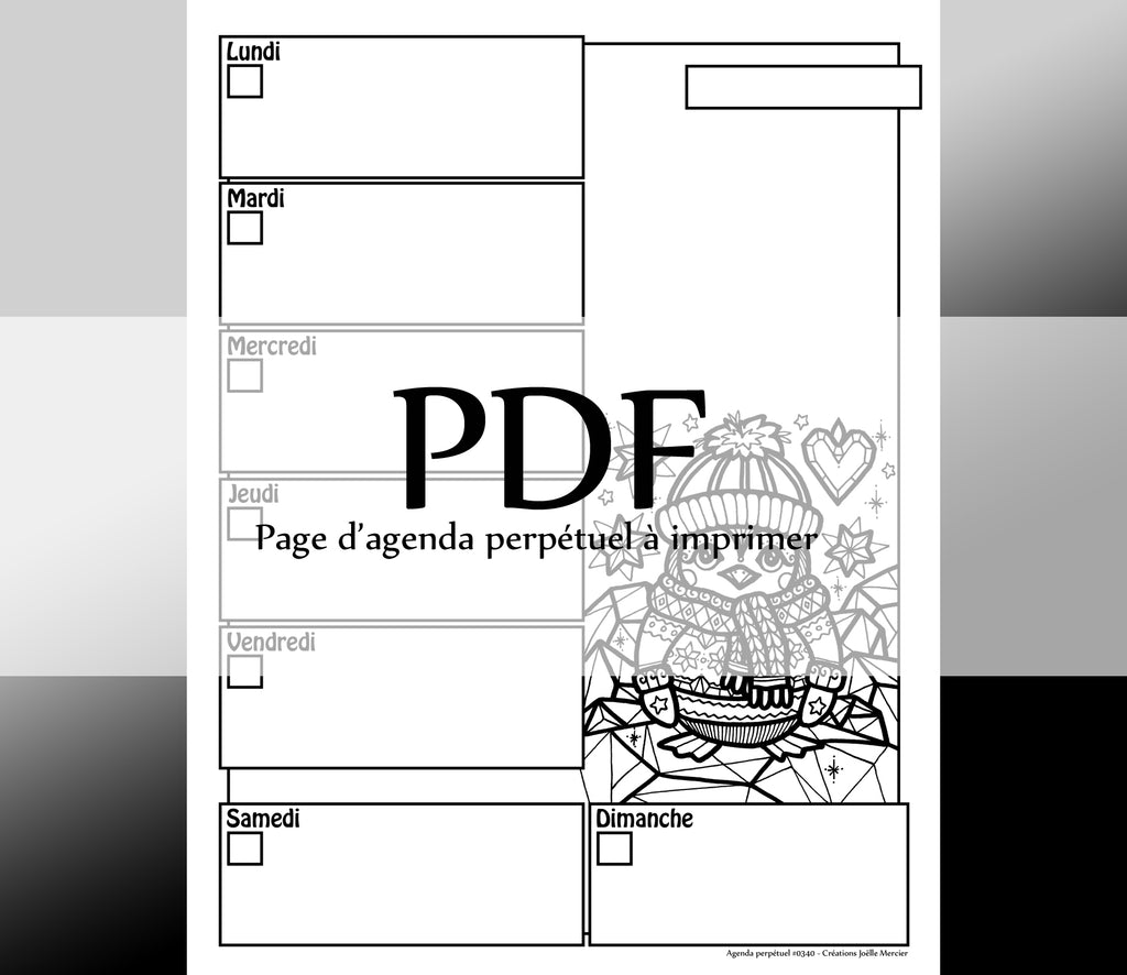Page #0340 Agenda perpétuel - Téléchargement instantané - PDF à imprimer, PINGOUIN FRILEUX