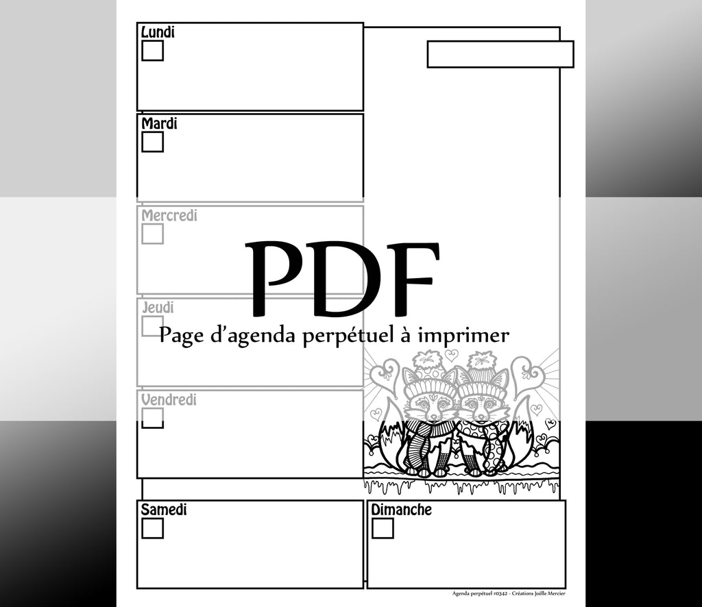 Page #0342 Agenda perpétuel - Téléchargement instantané - PDF à imprimer, LES RENARDEAUX