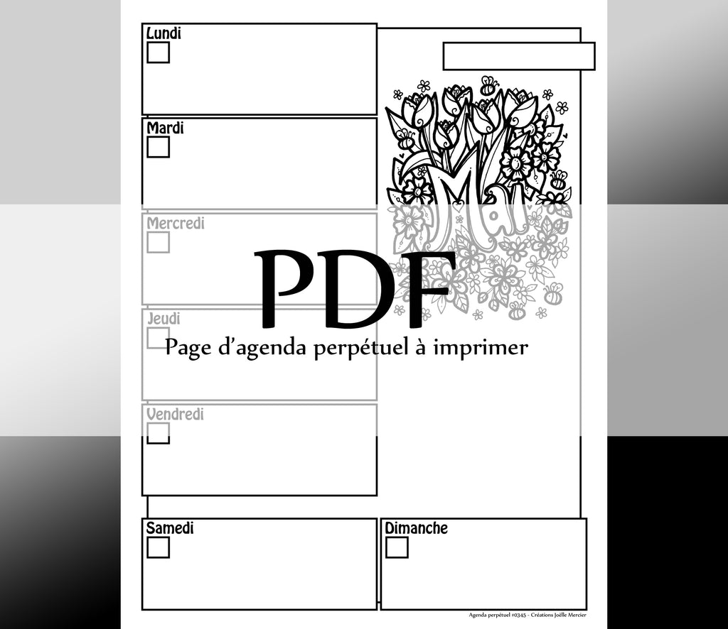 Page #0345 Agenda perpétuel - Téléchargement instantané - PDF à imprimer, MAI