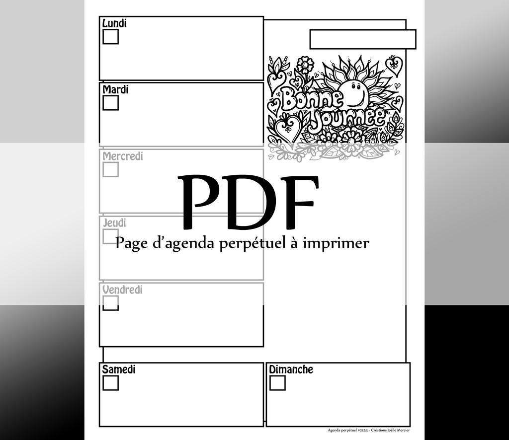 Page #0353 Agenda perpétuel - Téléchargement instantané - PDF à imprimer, BONNE JOURNÉE