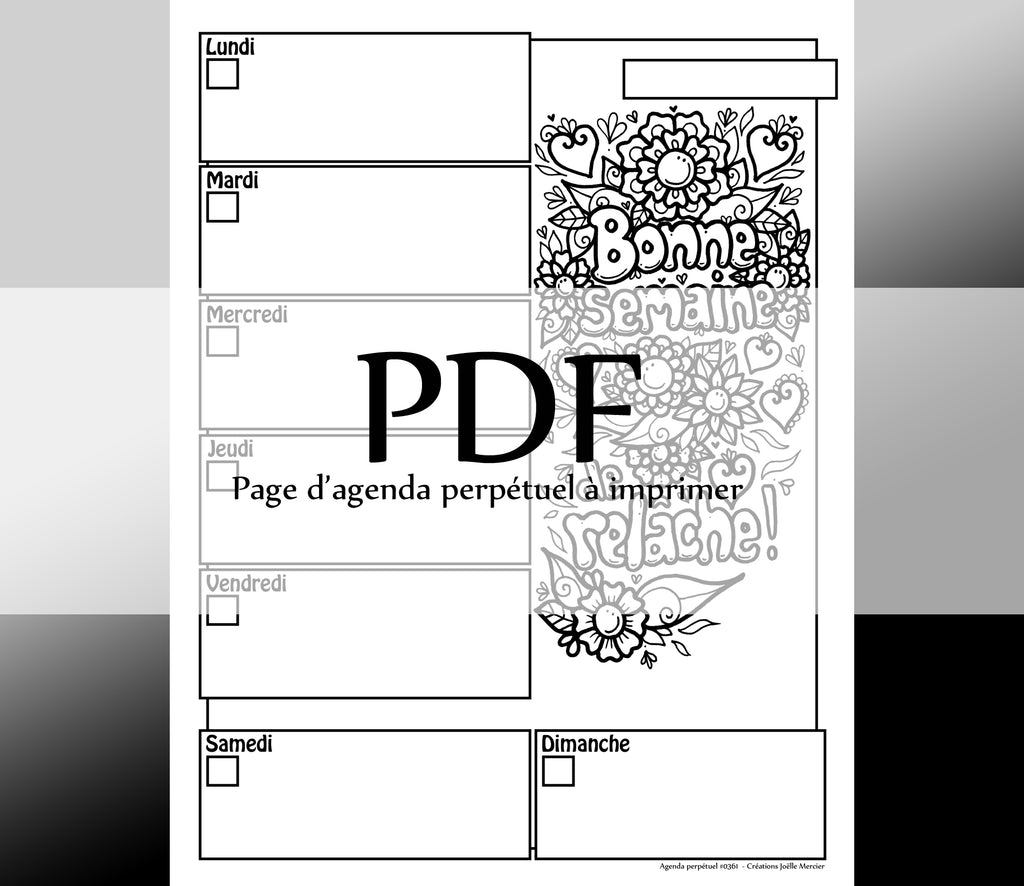 Page #0361 Agenda perpétuel - Téléchargement instantané - PDF à imprimer, BONNE SEMAINE DE RELÂCHE