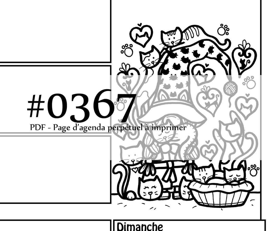 Page #0367 Agenda perpétuel - Téléchargement instantané - PDF à imprimer, GNOME FOLLE AUX CHATS