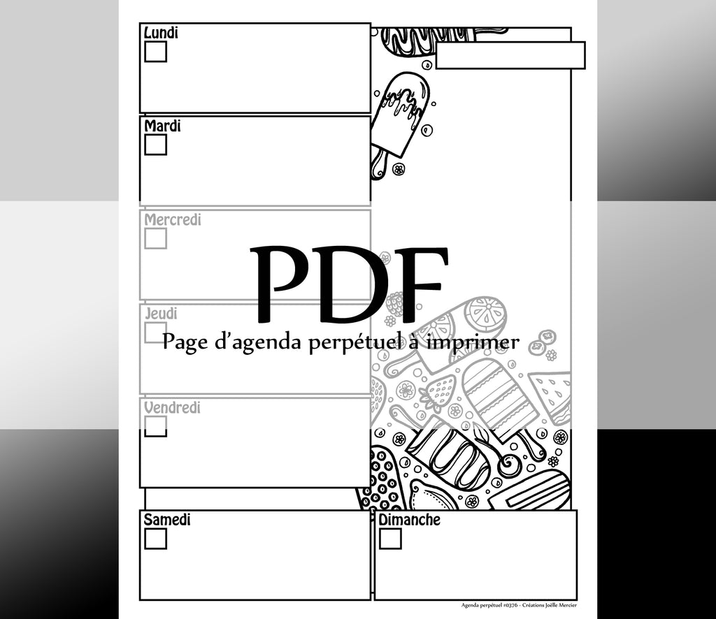 Page #0376 Agenda perpétuel - Téléchargement instantané - PDF à imprimer, POPSICLES FRUITÉS