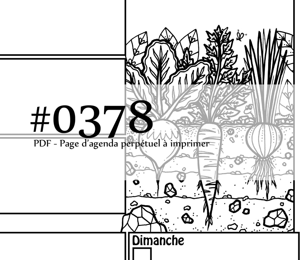 Page #0378 Agenda perpétuel - Téléchargement instantané - PDF à imprimer, LÉGUMES RACINES DU JARDIN