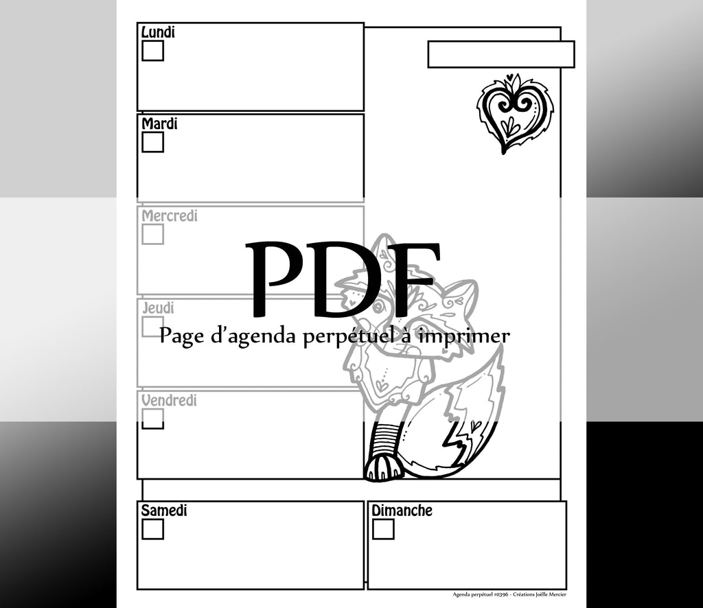 Page #0396 Agenda perpétuel - Téléchargement instantané - PDF à imprimer, COUCOU LE RENARD