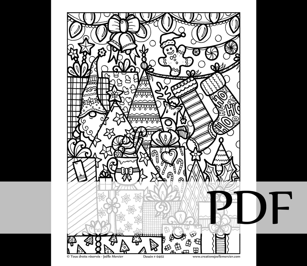 Téléchargement instantané - PDF à imprimer et colorier - LES PLAISIRS DE NOËL #0402