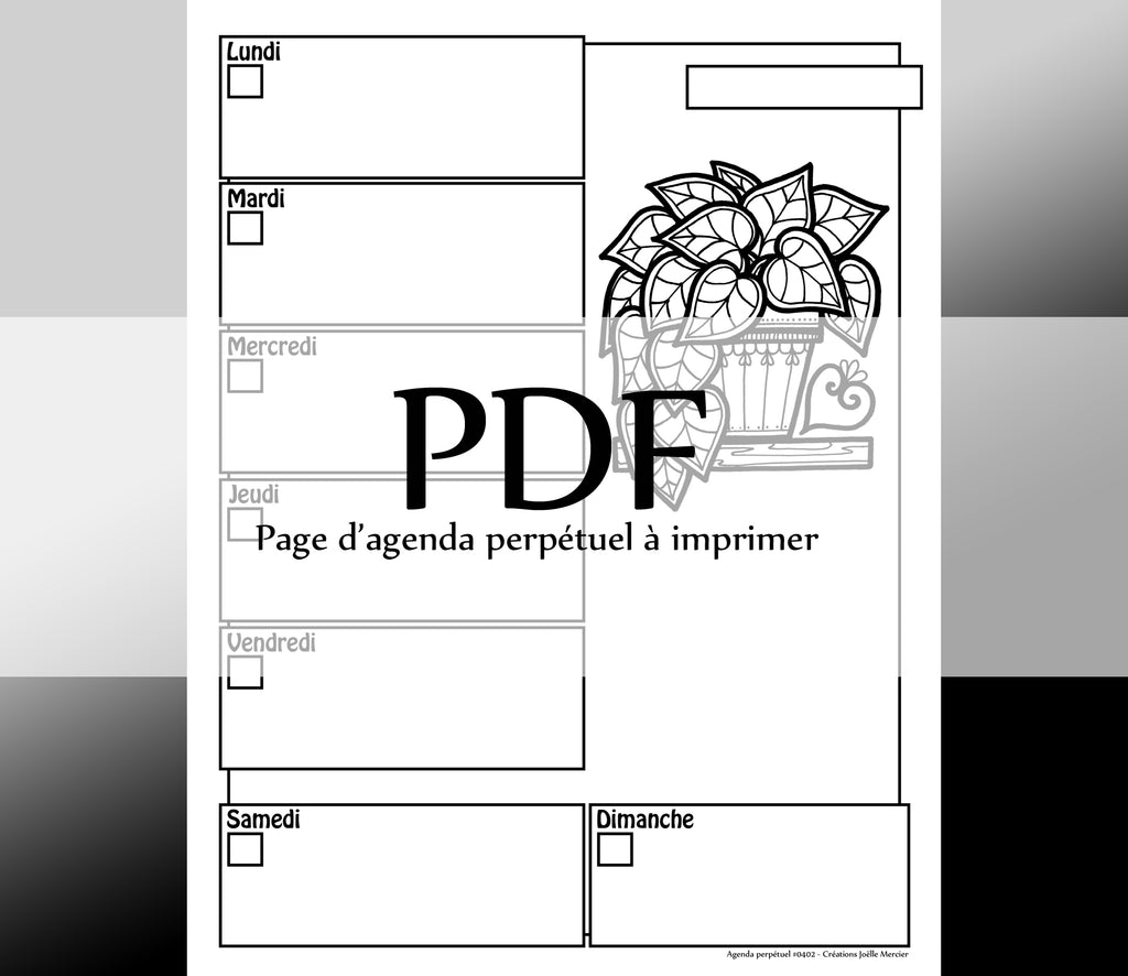 Page #0402 Agenda perpétuel - Téléchargement instantané - PDF à imprimer, PLANTE SUR LA TABLETTE