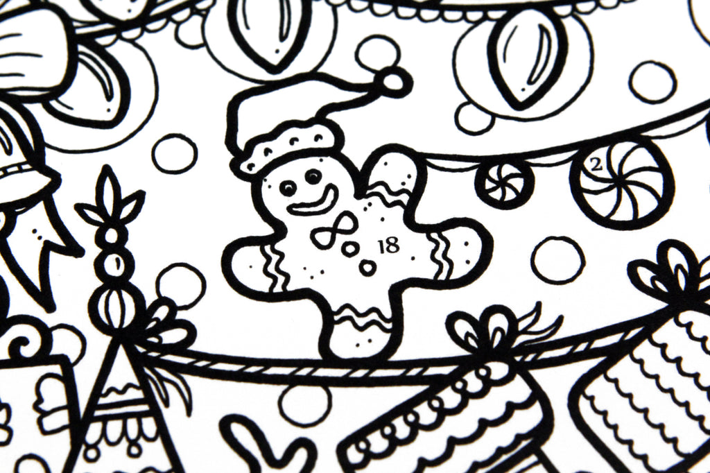 Dessin #0402 - Mandala à colorier imprimé sur carton - PLAISIRS DE NOËL, AVEC ou SANS numéros