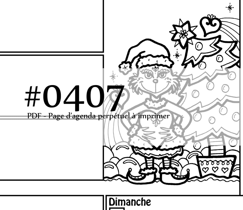 Page #0407 Agenda perpétuel - Téléchargement instantané - PDF à imprimer, GRINCHEUX DE NOËL