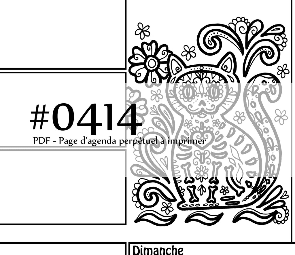 Page #0414 Agenda perpétuel - Téléchargement instantané - PDF à imprimer, CHAT SKULL