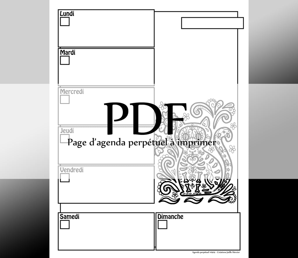 Page #0414 Agenda perpétuel - Téléchargement instantané - PDF à imprimer, CHAT SKULL
