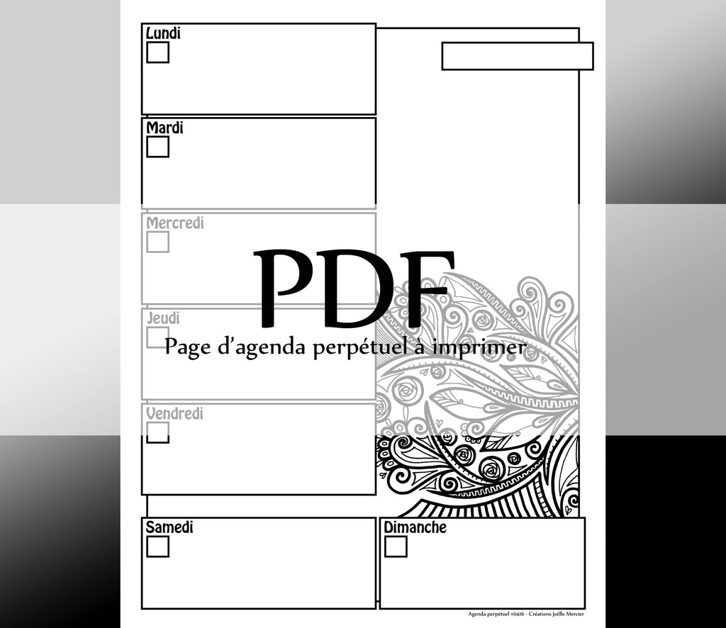 Page #0416 Agenda perpétuel - Téléchargement instantané - PDF à imprimer, ABSTRAIT