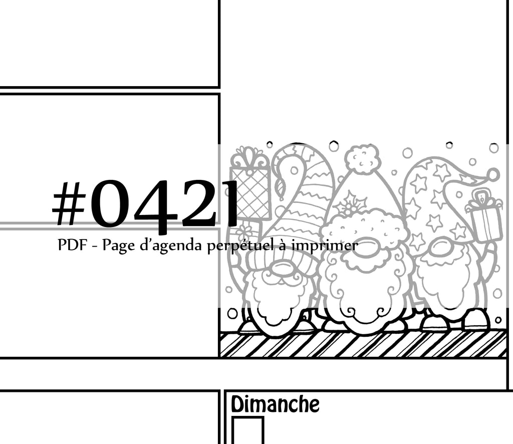 Page #0421 Agenda perpétuel - Téléchargement instantané - PDF à imprimer, TROIS GNOMES DE NOËL