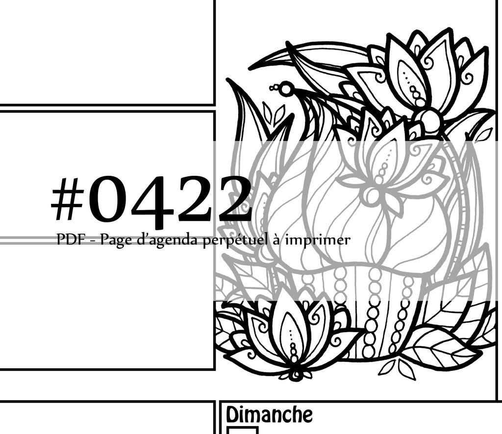 Page #0422 Agenda perpétuel - Téléchargement instantané - PDF à imprimer, CUPCAKE LOTUS