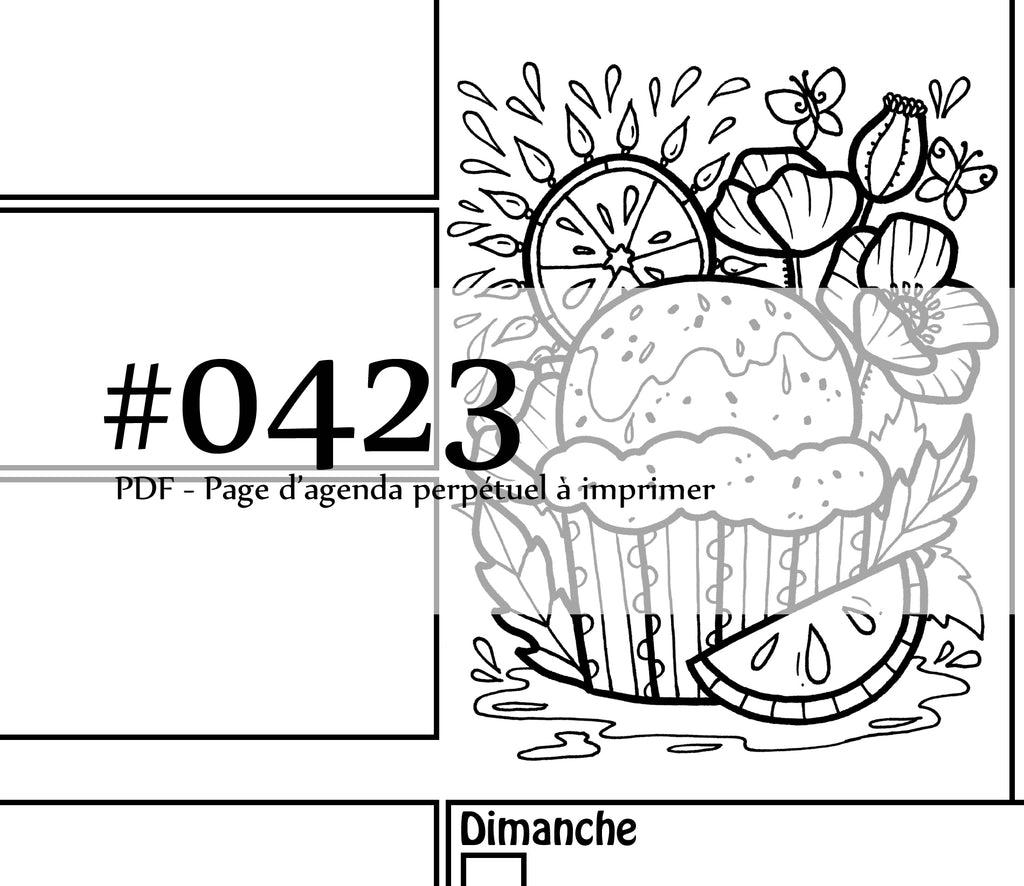 Page #0423 Agenda perpétuel - Téléchargement instantané - PDF à imprimer, CUPCAKE CITRON PAVOT