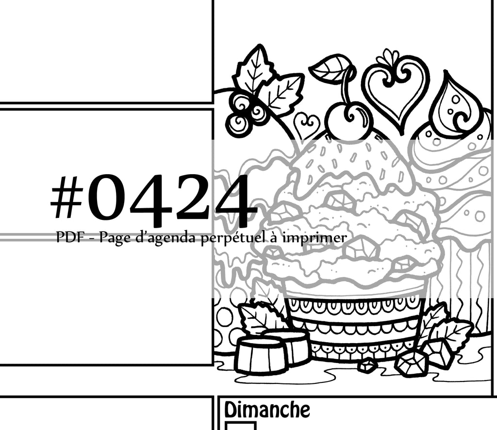 Page #0424 Agenda perpétuel - Téléchargement instantané - PDF à imprimer, CUPCAKES AU CHOCOLAT