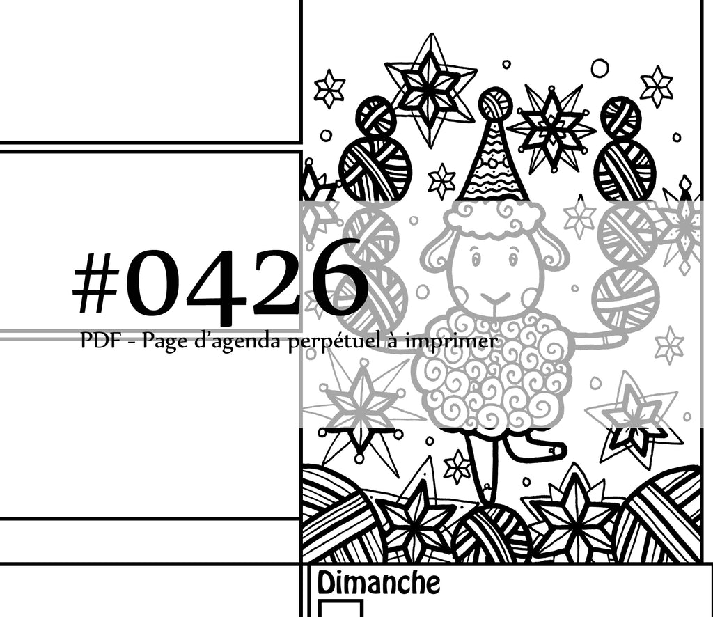 Page #0426 Agenda perpétuel - Téléchargement instantané - PDF à imprimer, MOUTON FRILEUX, laine