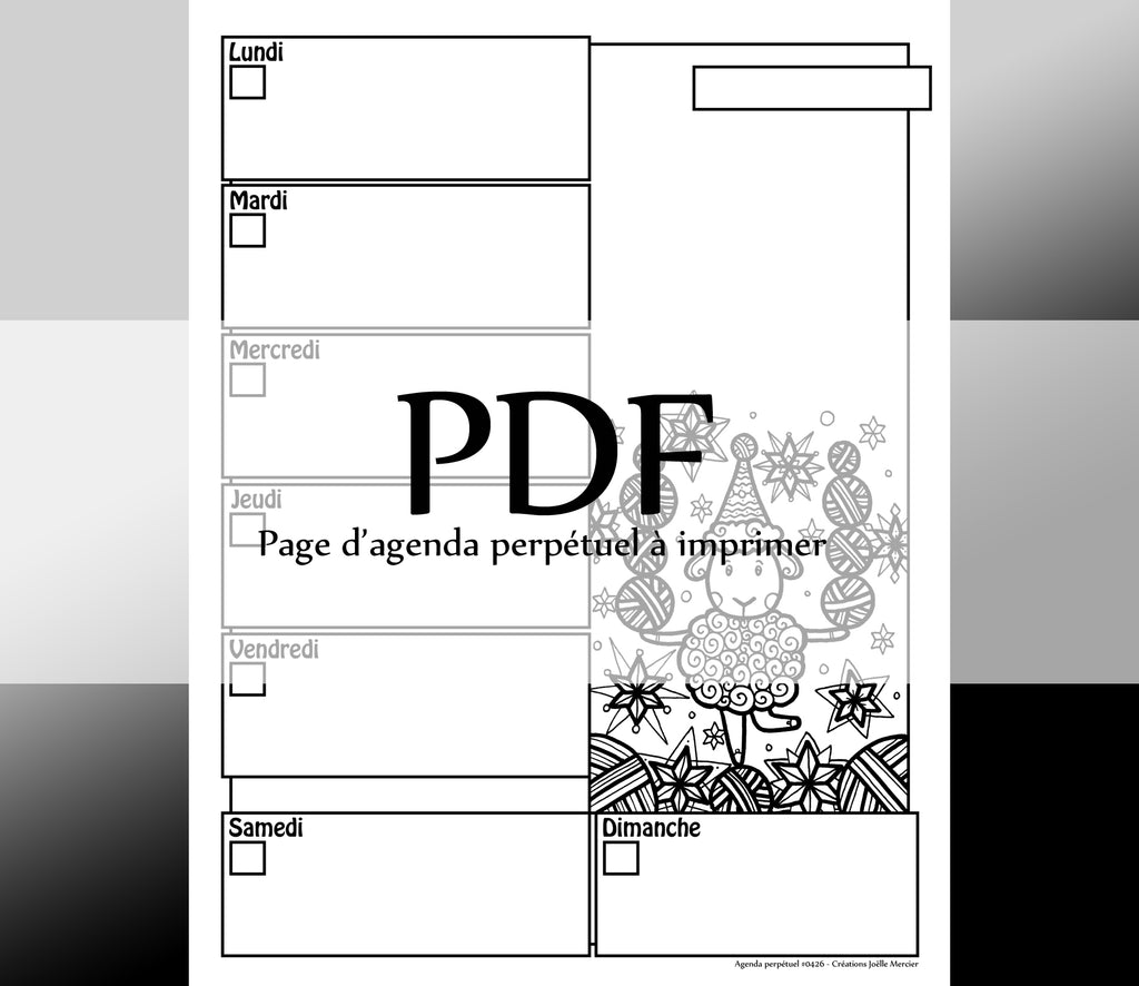 Page #0426 Agenda perpétuel - Téléchargement instantané - PDF à imprimer, MOUTON FRILEUX, laine