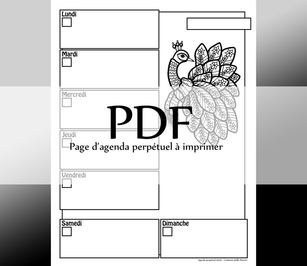Page #0427 Agenda perpétuel - Téléchargement instantané - PDF à imprimer, PAON FRILEUX