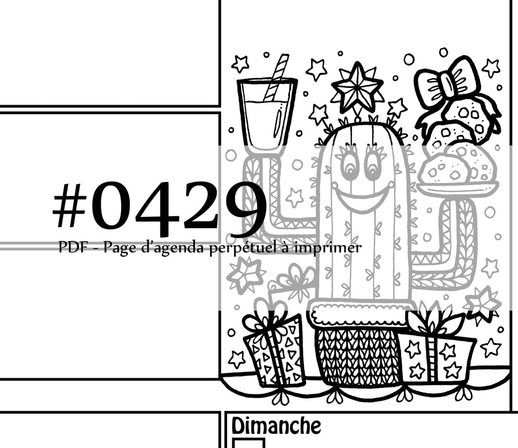 Page #0429 Agenda perpétuel - Téléchargement instantané - PDF à imprimer, CACTUS DE NOËL