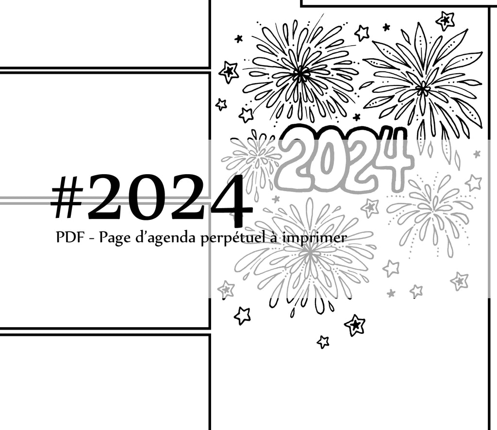 Page #2024 Agenda perpétuel - Téléchargement instantané - PDF à imprimer, 2024