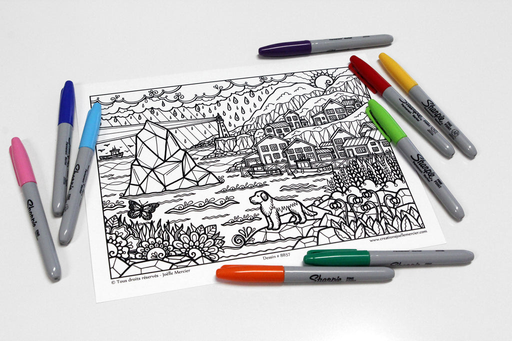 Pochette #41 - 10 dessins - Coloriage de relaxation - Animaux, oiseaux, paysages, voyages, fleurs...