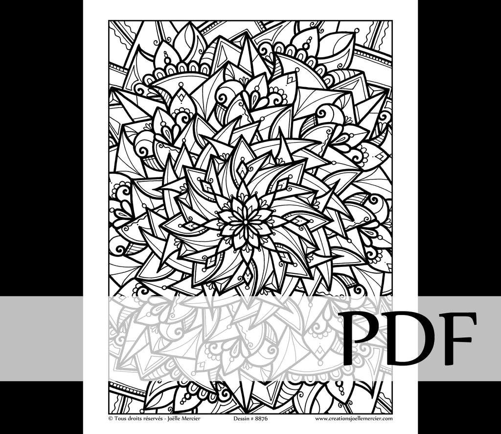 Téléchargement instantané - PDF à imprimer et colorier - FLEUR #8876