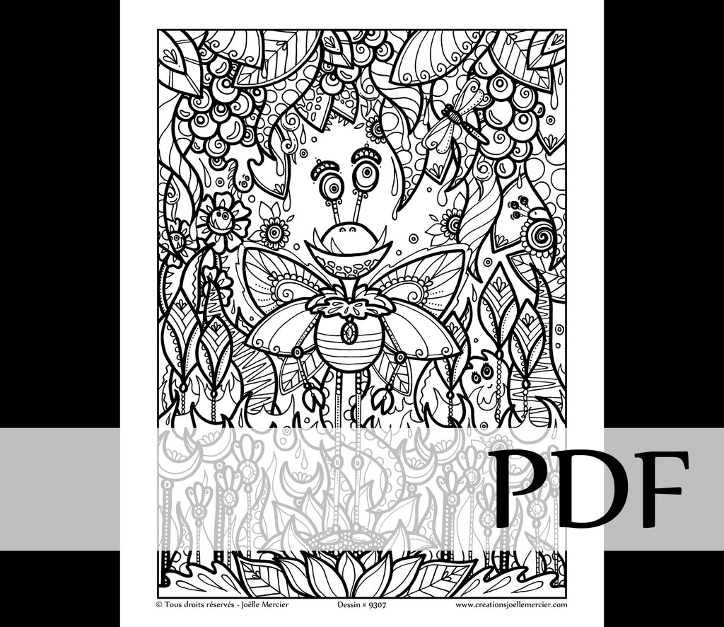 Téléchargement instantané - PDF à imprimer et colorier - PAPILLUS MORDICUS #9307