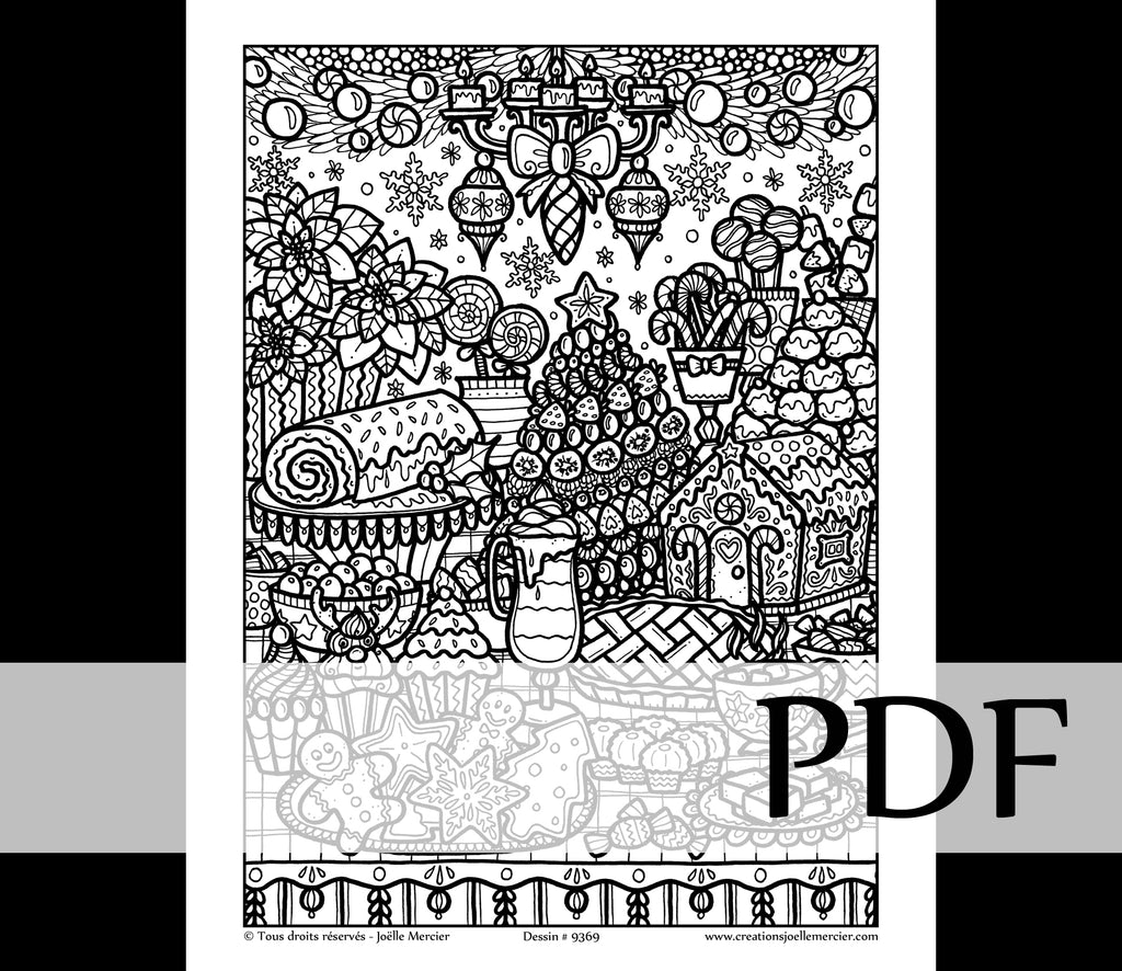 Téléchargement instantané - PDF à imprimer et colorier - LA TABLE DES DESSERTS #9369, Noël