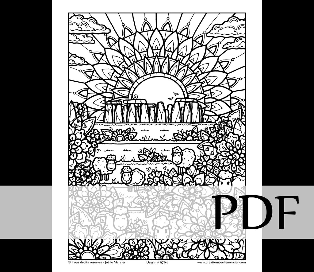 Téléchargement instantané - PDF à imprimer et colorier - LES MOUTONS DE STONEHENGE #9794