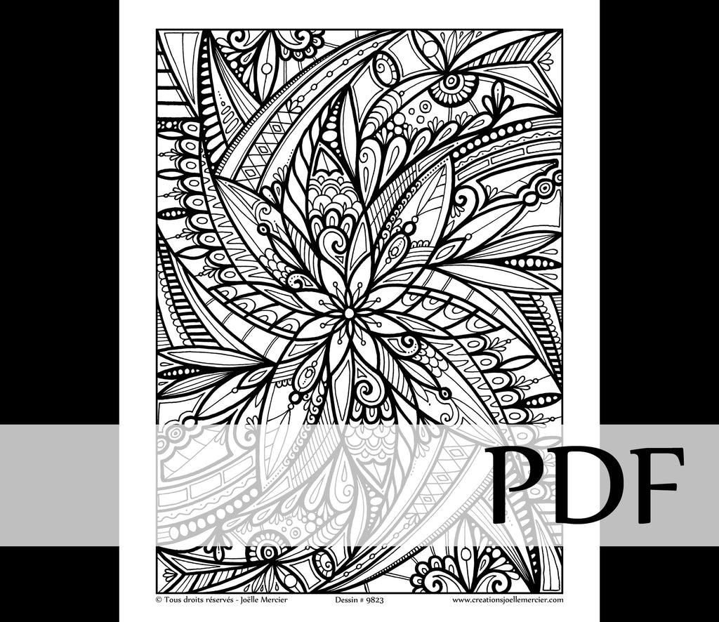 Téléchargement instantané - PDF à imprimer et colorier - MANDALA ROTATIF #9823