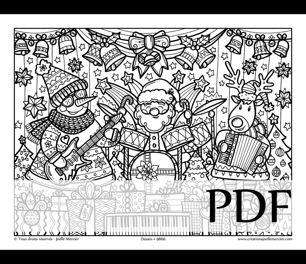 Téléchargement instantané - PDF à imprimer et colorier - LE BAND DE NOËL #9866